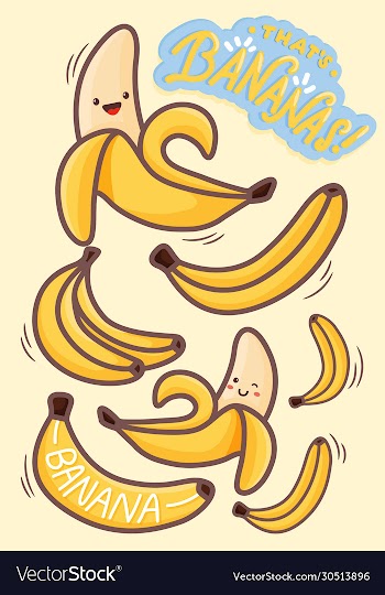 kawaii banana characters