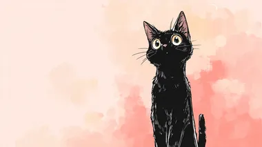 Kawaii Black Cat with Expressive Anime Eyes Kawaii Black Cat with Expressive Anime Eyes