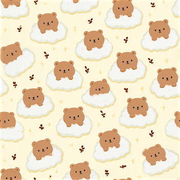 Kawaii Brown Bear Faces on Fluffy Toast Pattern