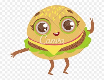 Kawaii Burger Cartoon - Food Vector Animasyon