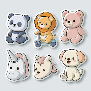 Kawaii Cartoon Animal Vector Set