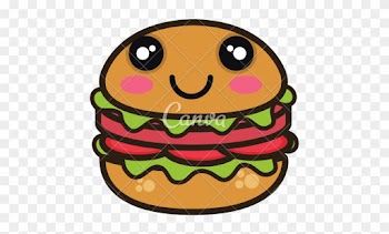 Kawaii Cartoon Burger Fast Food Icons By Canva - Cartoon Burger