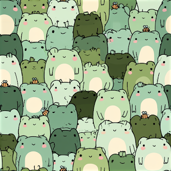 Kawaii Cartoon Frog Pattern