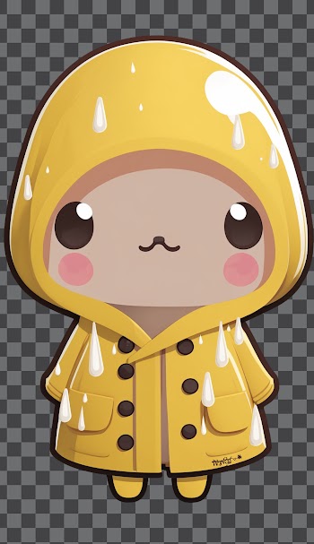 Kawaii cartoon raincoat PNG transparent