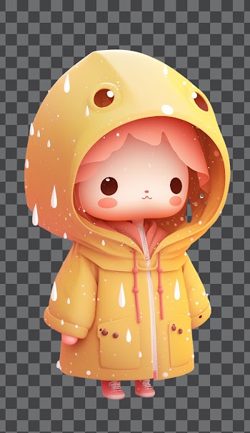 Kawaii cartoon raincoat PNG transparent