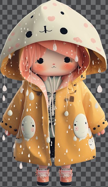 Kawaii cartoon raincoat PNG transparent