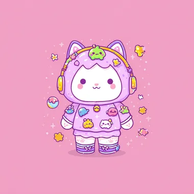 Kawaii Cat in Adorable Gear Kawaii Cat in Adorable Gear