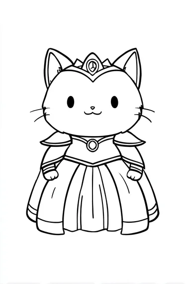 Kawaii Cat Princess Coloring Page Kawaii Cat Princess Coloring Page