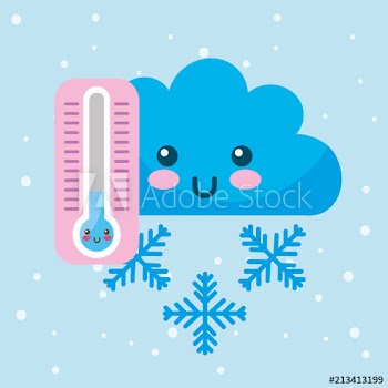 kawaii cloud cold thermometer snowflake winter cartoon