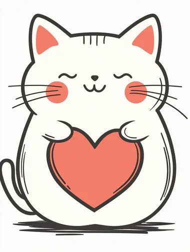 Kawaii Cute Cat Coloring Page Kawaii Cute Cat Coloring Page