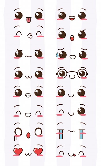 Kawaii faces expression set of kawaii faces illustration Free Vector
