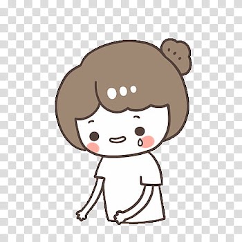 Kawaii People, brown haired girl chat sticker transparent background PNG clipart