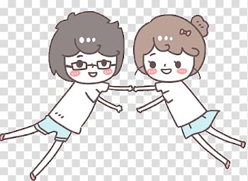 Kawaii People, couple trying to hug illustration transparent background PNG clipart
