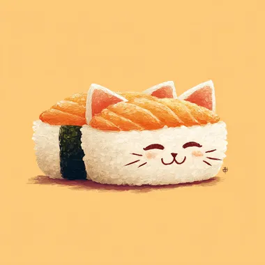 Kawaii Tamago Sushi Cat Illustration Kawaii Tamago Sushi Cat Illustration