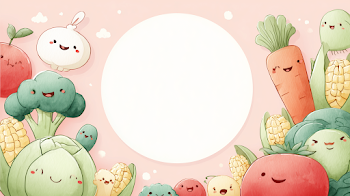 Kawaii Vegetable Characters with Blank Center for Text