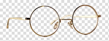 Kay s , round clear eyeglasses with gold frames transparent background PNG clipart