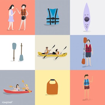 Kayaking &amp; canoeing vector set | Free stock vector - 384859
