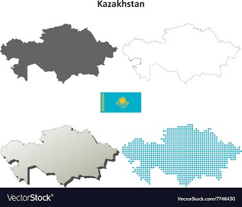 Kazakhstan outline map set vector image