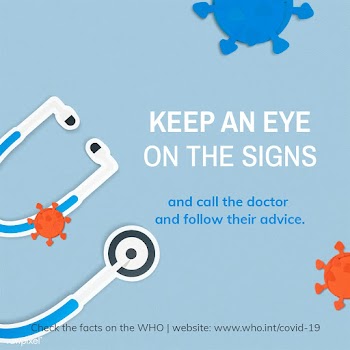 Keep an eye on the signs and call the doctor coronavirus awareness mes.. | Free  illustration - 2319581