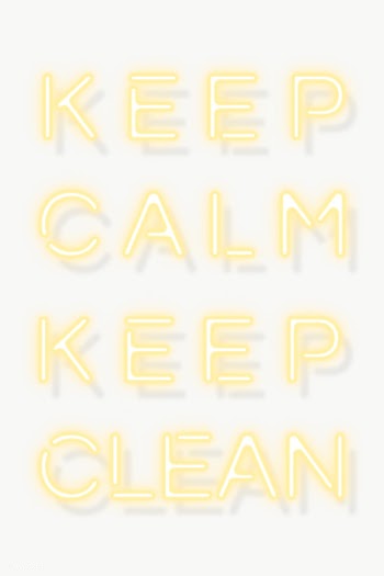 Keep calm, keep clean yellow neon sign  | Free  transparent png - 2312680