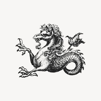 Kelpie sea horse drawing clipart, | Free Vector - rawpixel