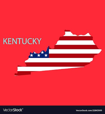 Kentucky state of america with map flag print on vector image