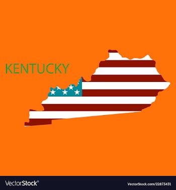 Kentucky state of america with map flag print on vector image