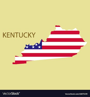 Kentucky state of america with map flag print on vector image