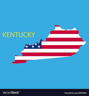 Kentucky state of america with map flag print on vector image