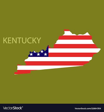 Kentucky state of america with map flag print on vector image