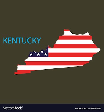 Kentucky state of america with map flag print on vector image