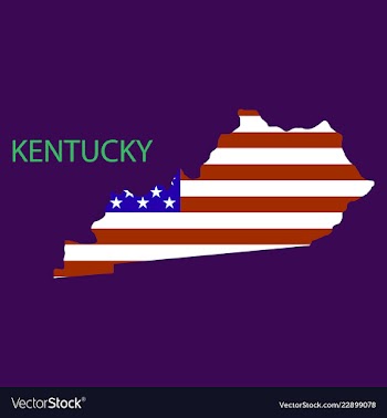 Kentucky state of america with map flag print on vector image
