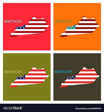 Kentucky state of america with map flag print on vector image