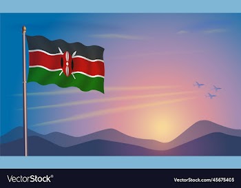kenya flag in the morning sun