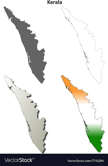 Kerala blank detailed outline map set vector image
