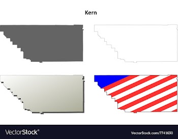 Kern County California outline map set vector image