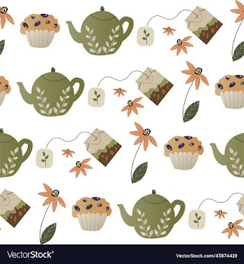 kettle and cupcake tea bag flower