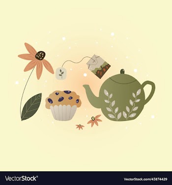 kettle and cupcake tea bag flower cute