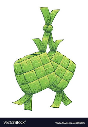 ketupat hand drawn in pointilism technique
