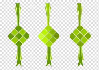 Ketupat Rendang Coconut , ketupat, green ribbon illustration transparent background PNG clipart