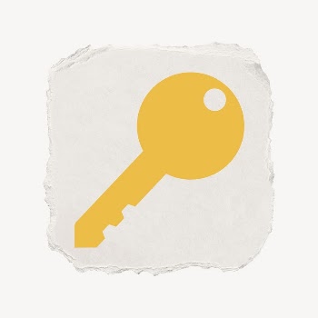 Key, safety icon, ripped paper | Free PSD - rawpixel