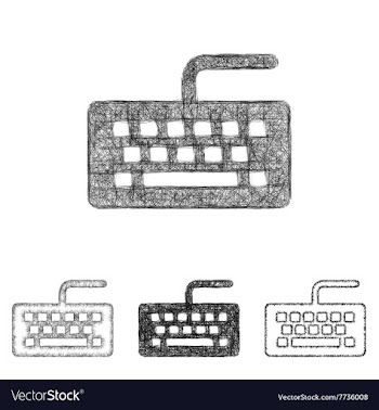 Keyboard icon set - sketch line art vector image