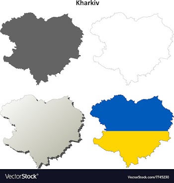 Kharkiv blank outline map set vector image