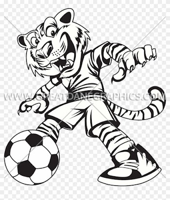 Kick Production Ready Artwork - Black White Tiger Playing Soccer