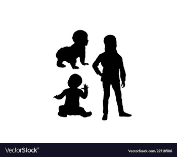  					Kid and baby silhouettes vector image														