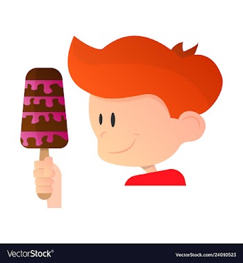 Kid eating ice cream vector image