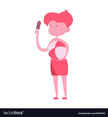 Kid eating ice cream vector image