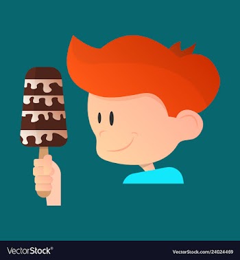 Kid eating ice cream vector image