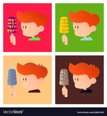 Kid eating ice cream vector image