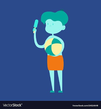 Kid eating ice cream vector image